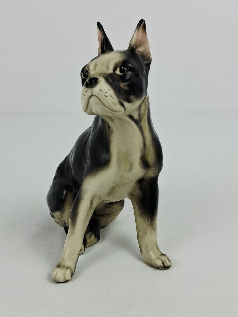 VTG Enesco Boston Terrier Dog Ceramic Figurine Black & White Gloss Finish 6.25" - Picture 2 of 12
